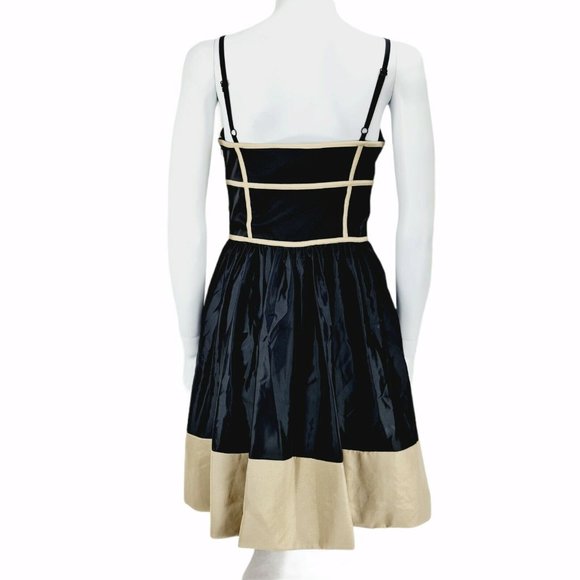 ASOS UK 10 Black Beige Dress Strappy Structural Short Party - Picture 4 of 6